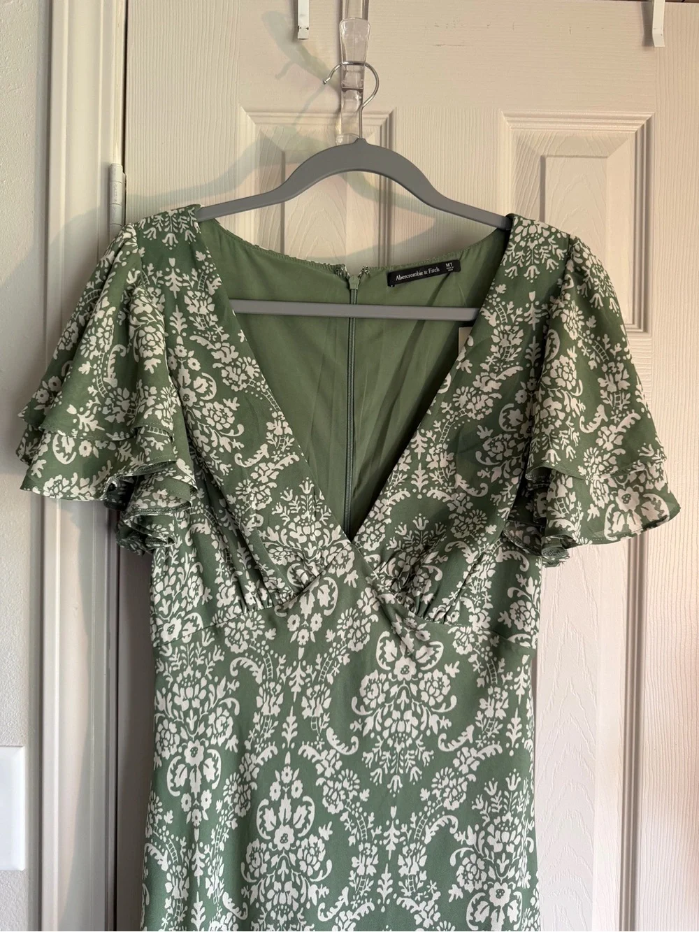 Abercrombie & Fitch Sage Green Floral-Print Maxi Dress